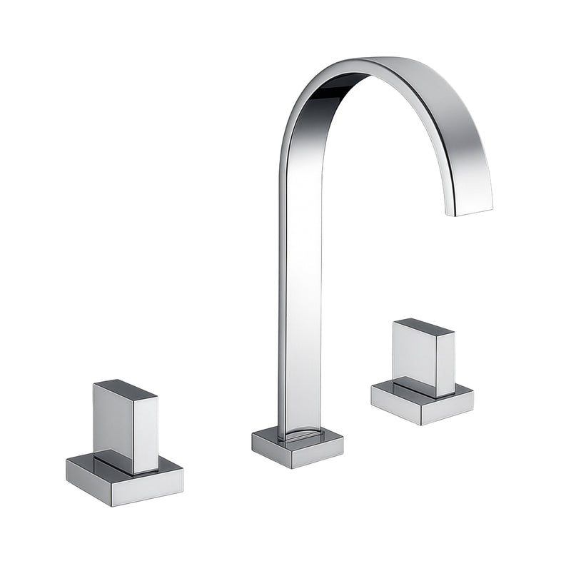 10" Stainless Steel Polished Chrome Finish Double Handle Bathroom Faucet