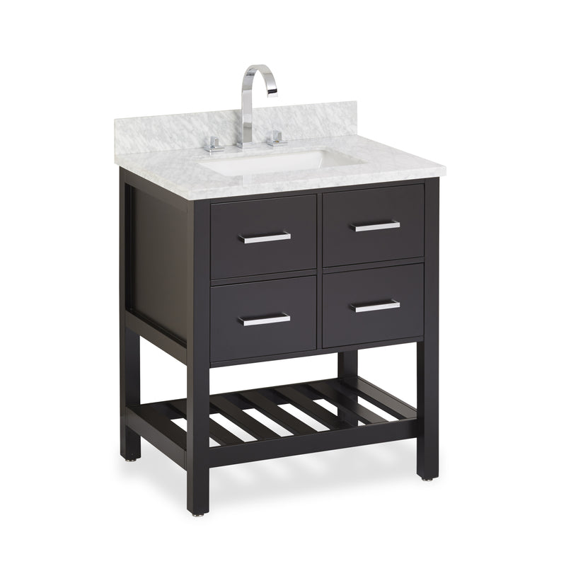 30" Wide Modern Coffee Bathroom Vanity with Shelf