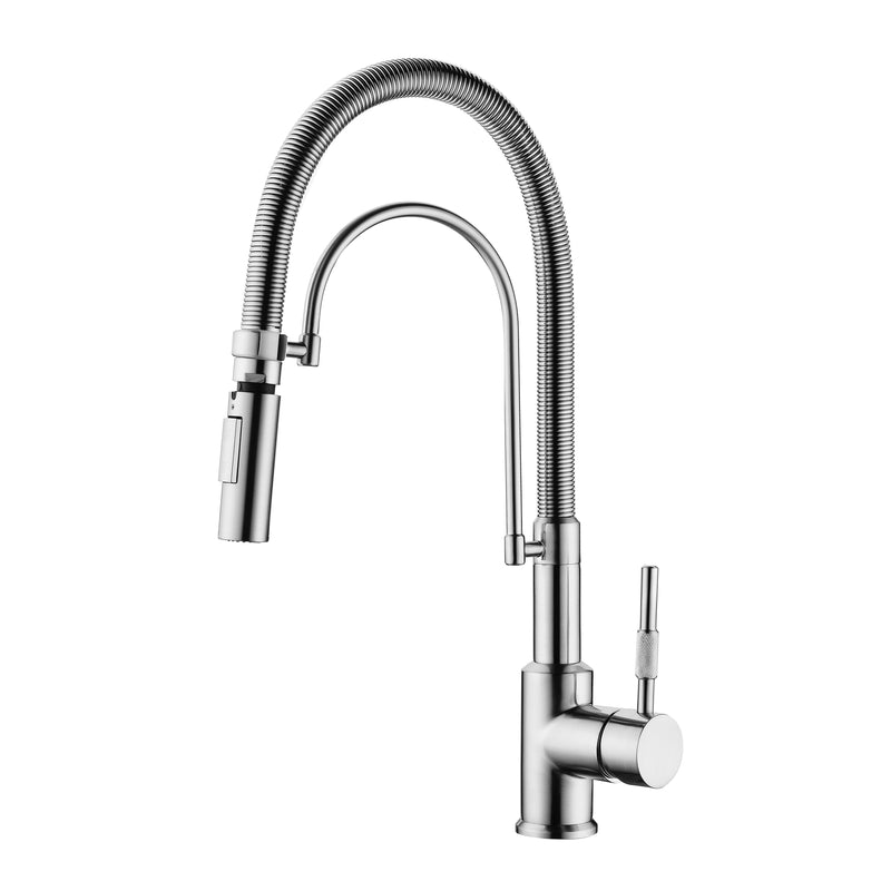 18.25" Stainless Steel Polished Chrome Finish Kitchen Faucet with Dual Function Pull Down Spray Head