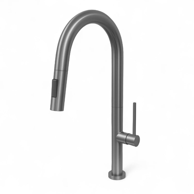 Graphite Arc Spout Kitchen Faucet — 17-1/2" Single Handle Stainless Steel