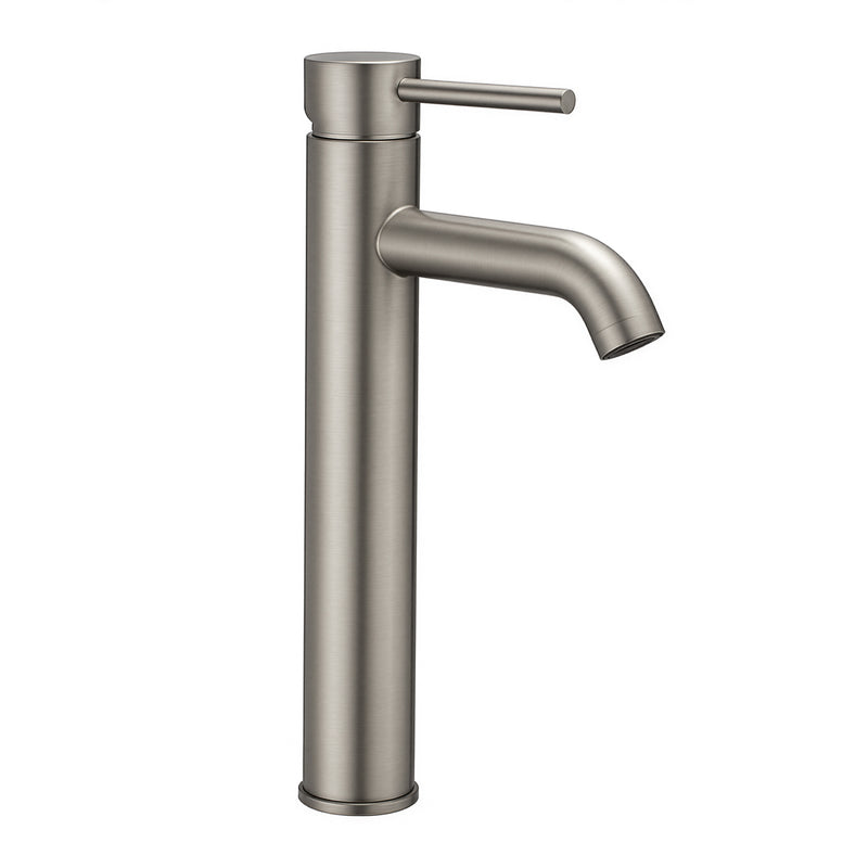 Brushed Nickel Vessel Bathroom Faucet — 12-1/2" Single Handle High-Clearance