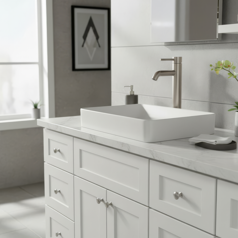 Brushed Nickel Vessel Bathroom Faucet — 12-1/2" Single Handle High-Clearance