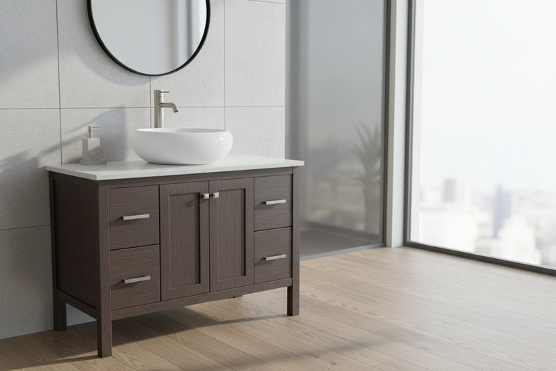 Bathroom Vessel Sink Above Counter w/ Overflow Vitreous China  Glossy White 20"dia. X 7"H Drain Dia. 1-3/4"