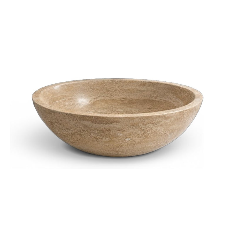 Bathroom Vessel Sink Above Counter Desert Tan Natural Stone 16-1/2"dia. X 5-1/2"H Drain Dia. 1-3/4"