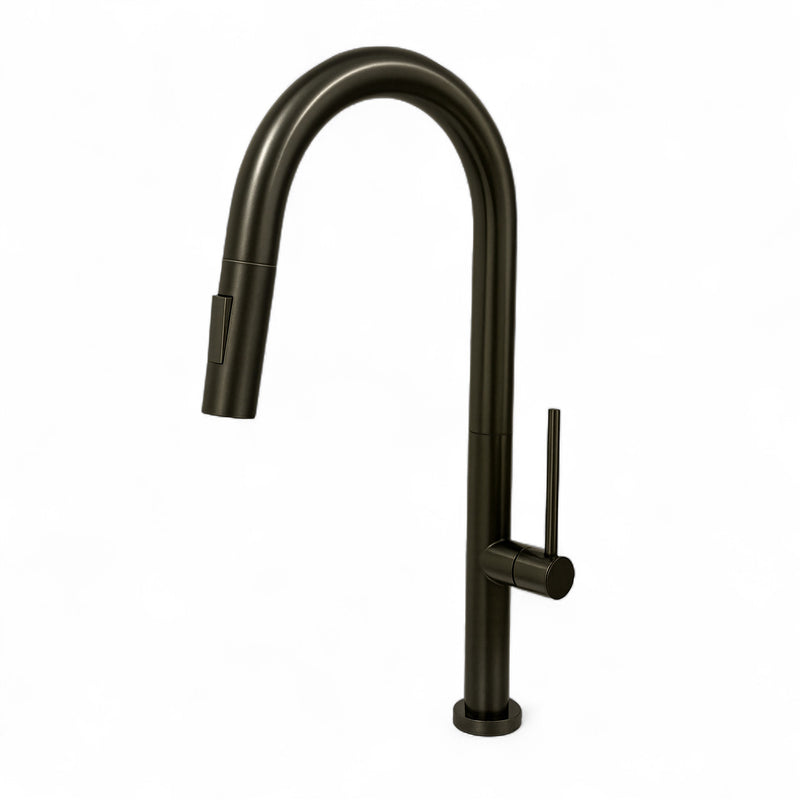 17.5" Stainless Steel Graphite Finish Kitchen Faucet with Dual Function Pull Down Spray Head