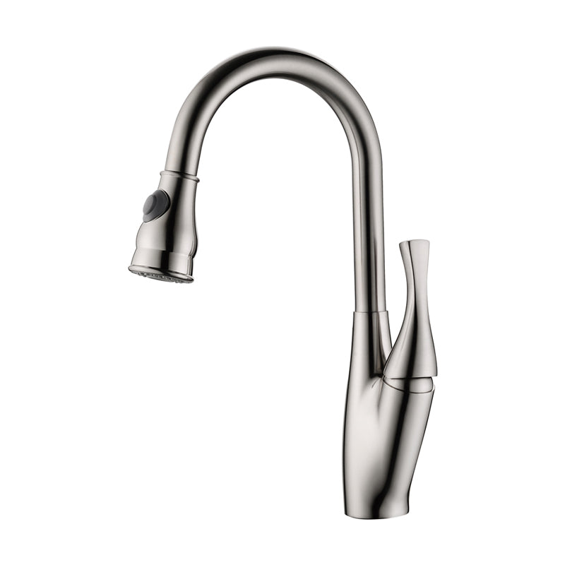 16.5" Stainless Steel Brushed Nickel Finish Kitchen Faucet with Dual Function Pull Down Spray Head